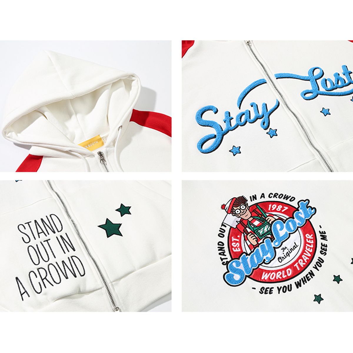★MAINBOOTH★[Where is Wally?]Varsity Hood Zip-Up(RED)★人気 ☆MAINBOOTH☆[Where is Wally?]Varsity Hood Zip-Up(RED)☆人気