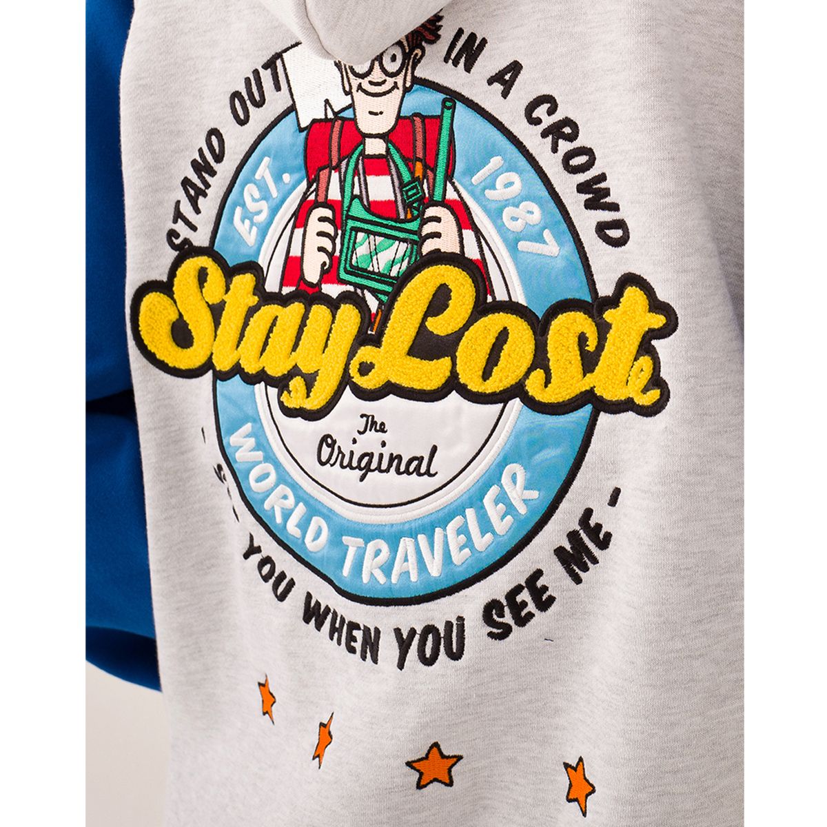 ☆MAINBOOTH☆[Where is Wally?]Varsity Hood Zip-Up(BL)☆人気