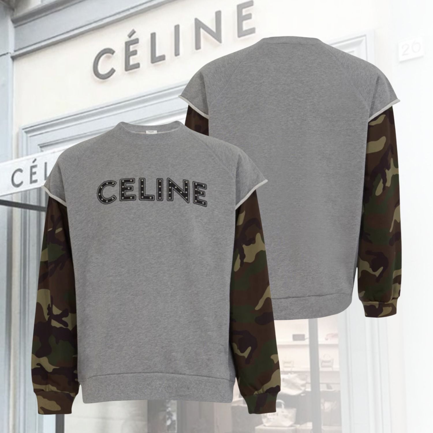 celine セリーヌ ロング丈 スウェット トレーナー バイカラー