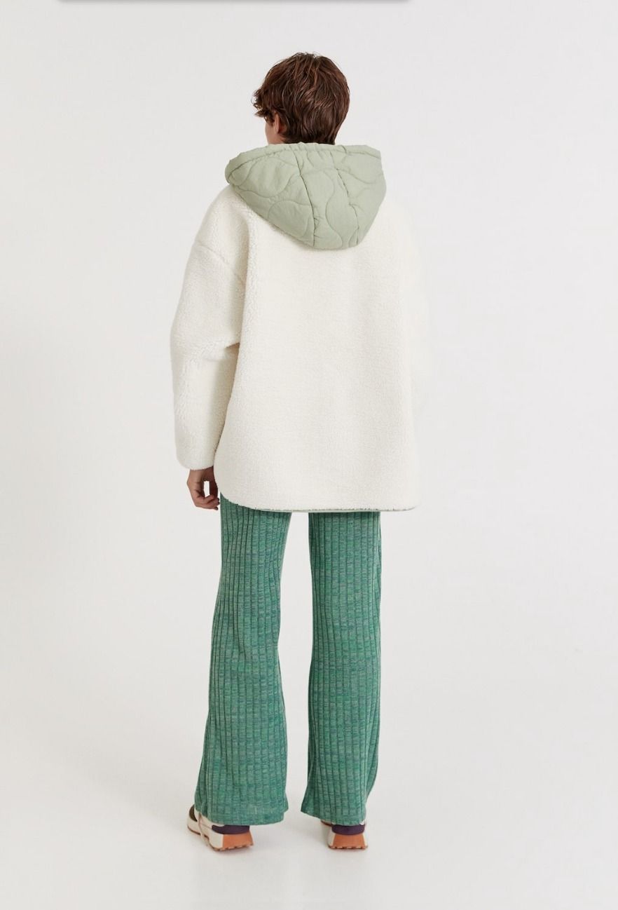 PULL&BEAR キルトコントラスト フードジャケット ボア フリース (PULL PULL&BEAR キルトコントラスト フードジャケット ボア フリース (PULL