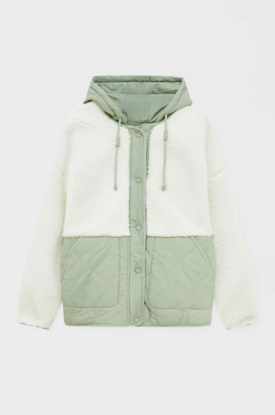 PULL&BEAR キルトコントラスト フードジャケット ボア フリース (PULL PULL&BEAR キルトコントラスト フードジャケット ボア フリース (PULL