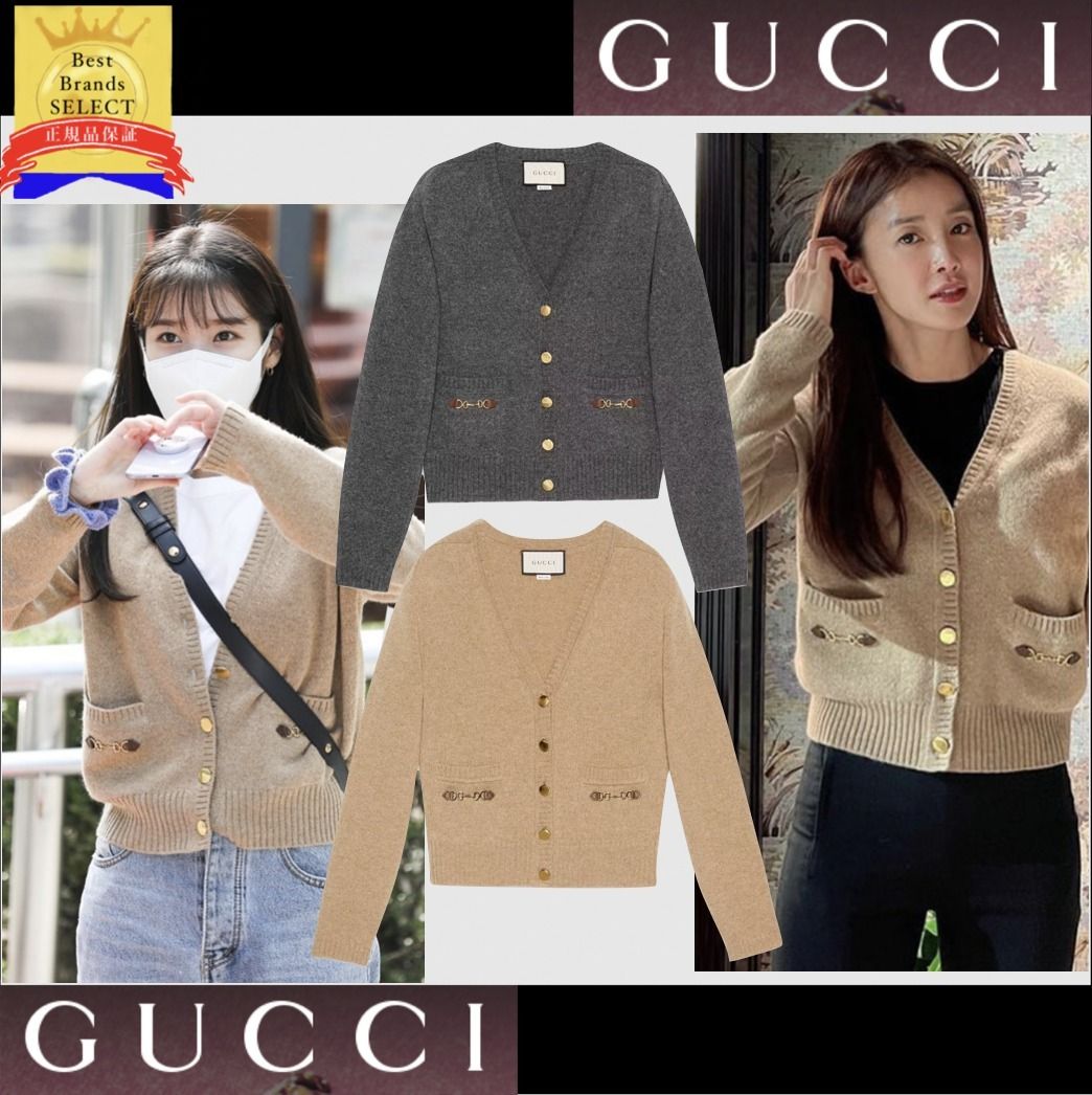 GUCCI】IU着用 カシミアニット ショート丈 カーディガン (GUCCI GUCCI】IU着用 カシミアニット ショート丈 カーディガン (GUCCI