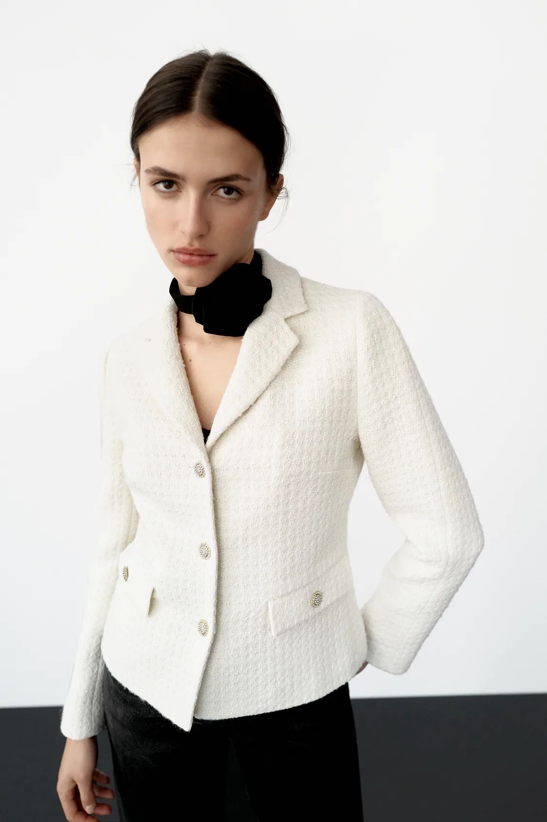☆ドイツ発*ZARA*新作*装飾ボタンジャガードブレザー/WN☆ (ZARA ☆ドイツ発*ZARA*新作*装飾ボタンジャガードブレザー/WN☆ (ZARA