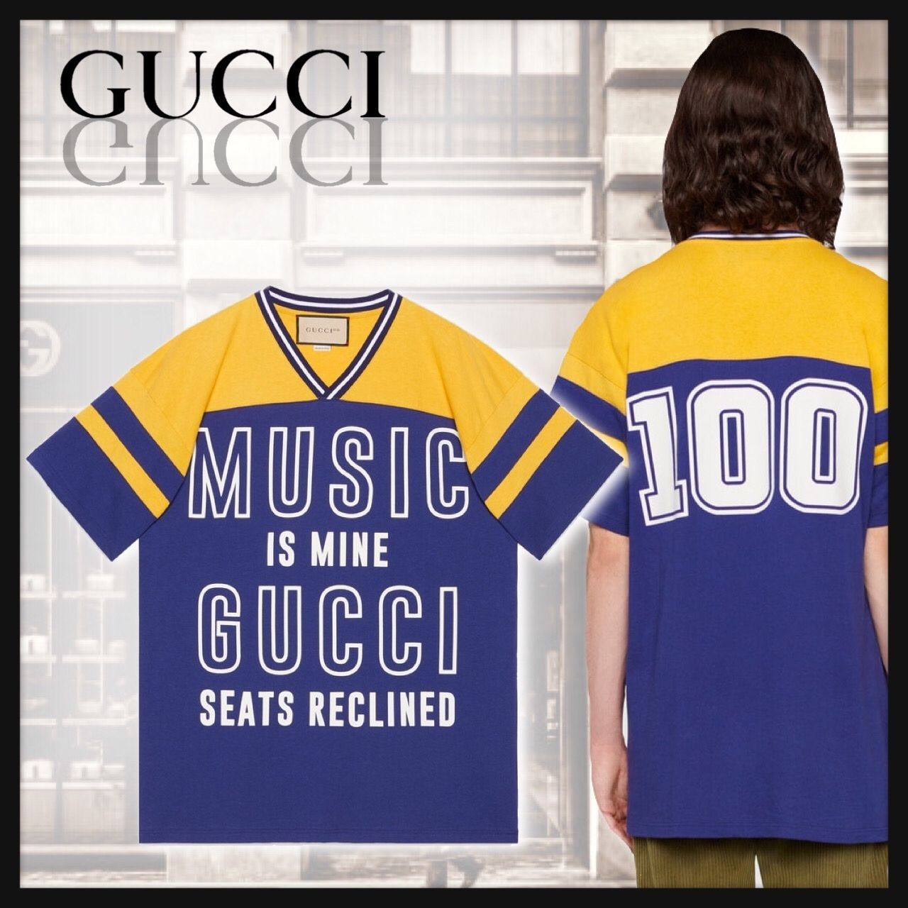 ◇GUCCI◇ グッチ100バックプリント入りコットンロゴ半袖Tシャツ