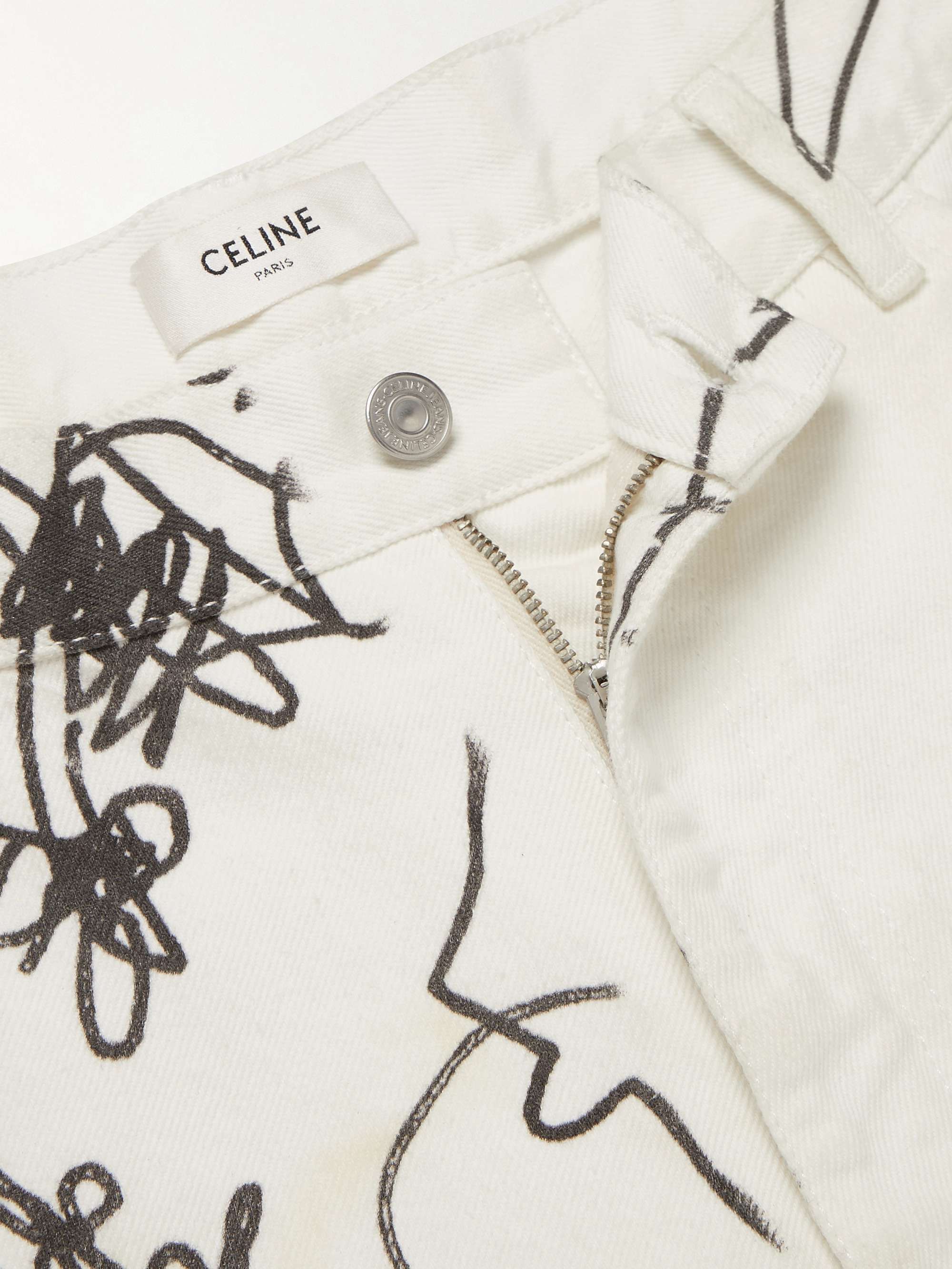 CELINE HOMME ワイドレッグ プリント ユーズド加工 ジーンズ (CELINE ...