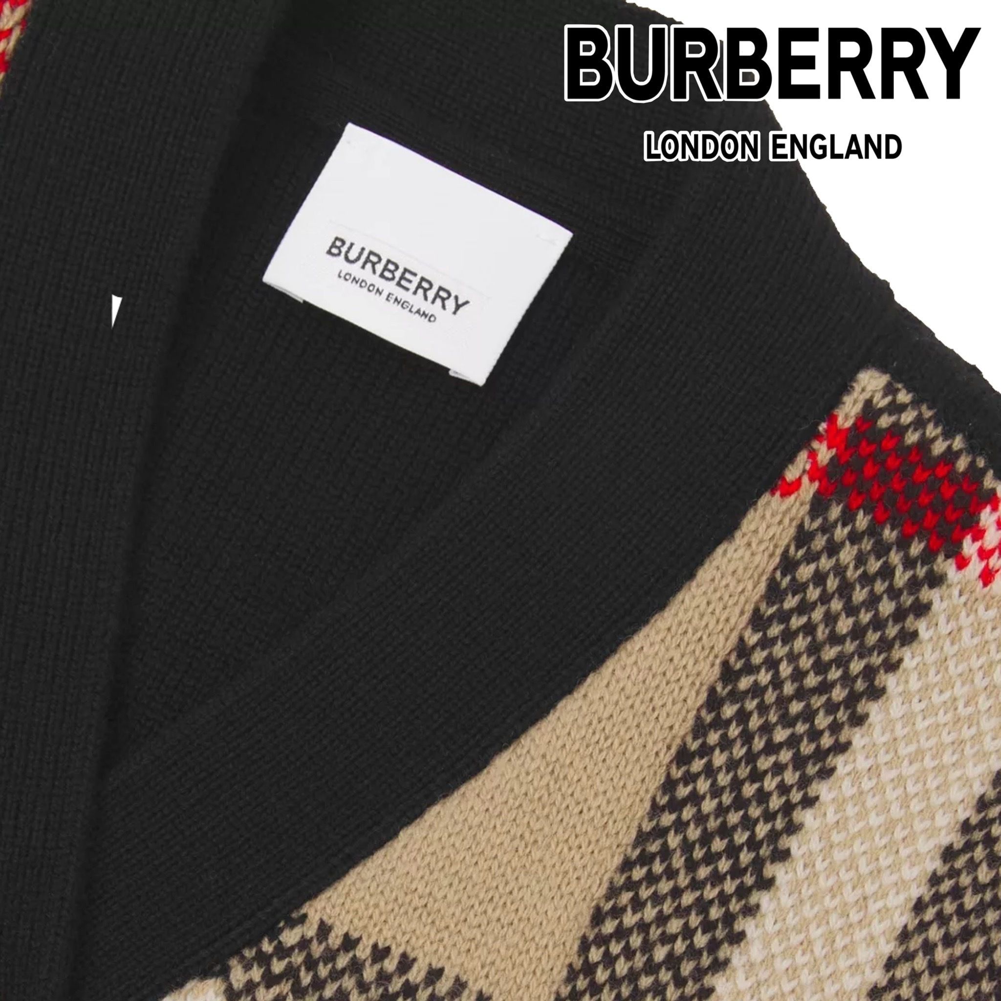 大人もOK◇BURBERRY◇チェック ウールカシミア ジャカードカーデ ...