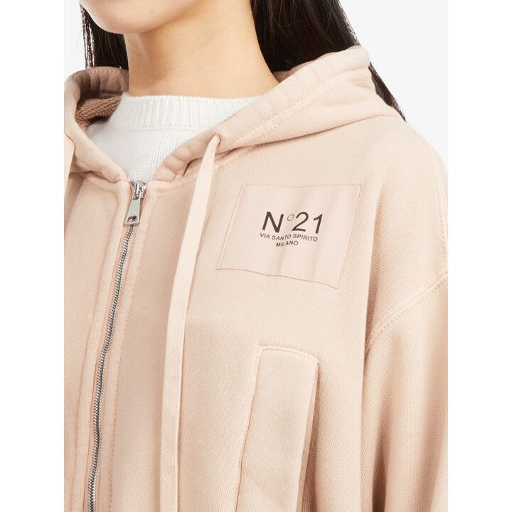 人気の 【N°21 numero パーカー ニット プルオーバー ventuno】ロゴ パーカー・フーディ ∞ N°21 ∞オーバーサイズ ロゴ フード ジップアップ (N21 numero
