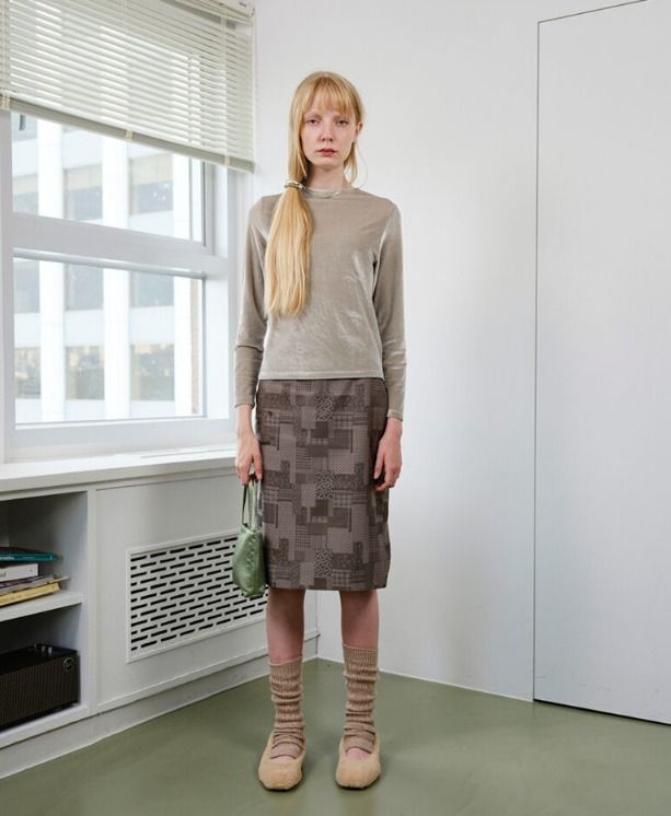韓国人気☆ENZOBLUES☆Silk Mixed Pattern Skirt (ENZO BLUES/スカート
