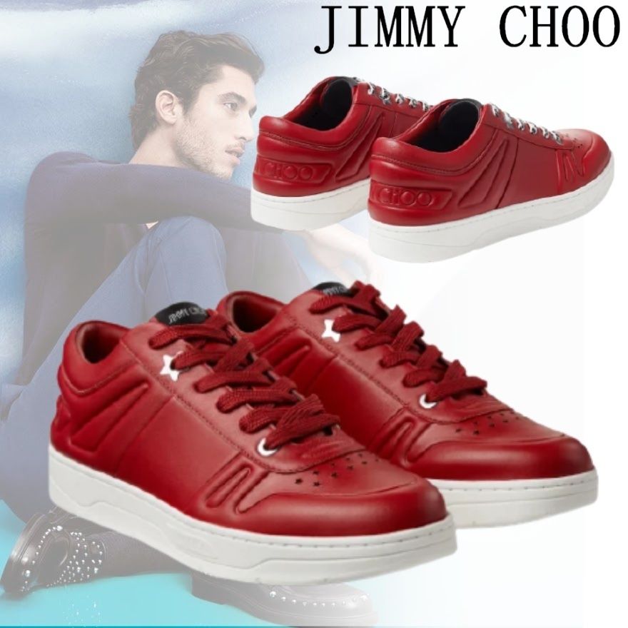 JIMMY CHOO ジミーチュウ HAWAII/M スニーカー ロゴ レザー 赤 (Jimmy JIMMY CHOO ジミーチュウ HAWAII/M スニーカー ロゴ レザー 赤 (Jimmy