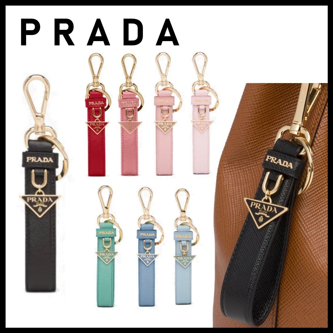 プラダPRADA キーリング　サフィアーノレザー【極美品】※お値下げ不可