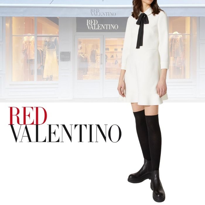 RED VALENTINO】☆速着 DHL配送☆ Cady Tech 襟付き 白 ドレス (RED ...