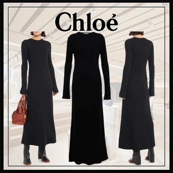 贅沢カシミヤ】Chloe クロエ ミディ ドレス【THEシンプル】 (Chloe