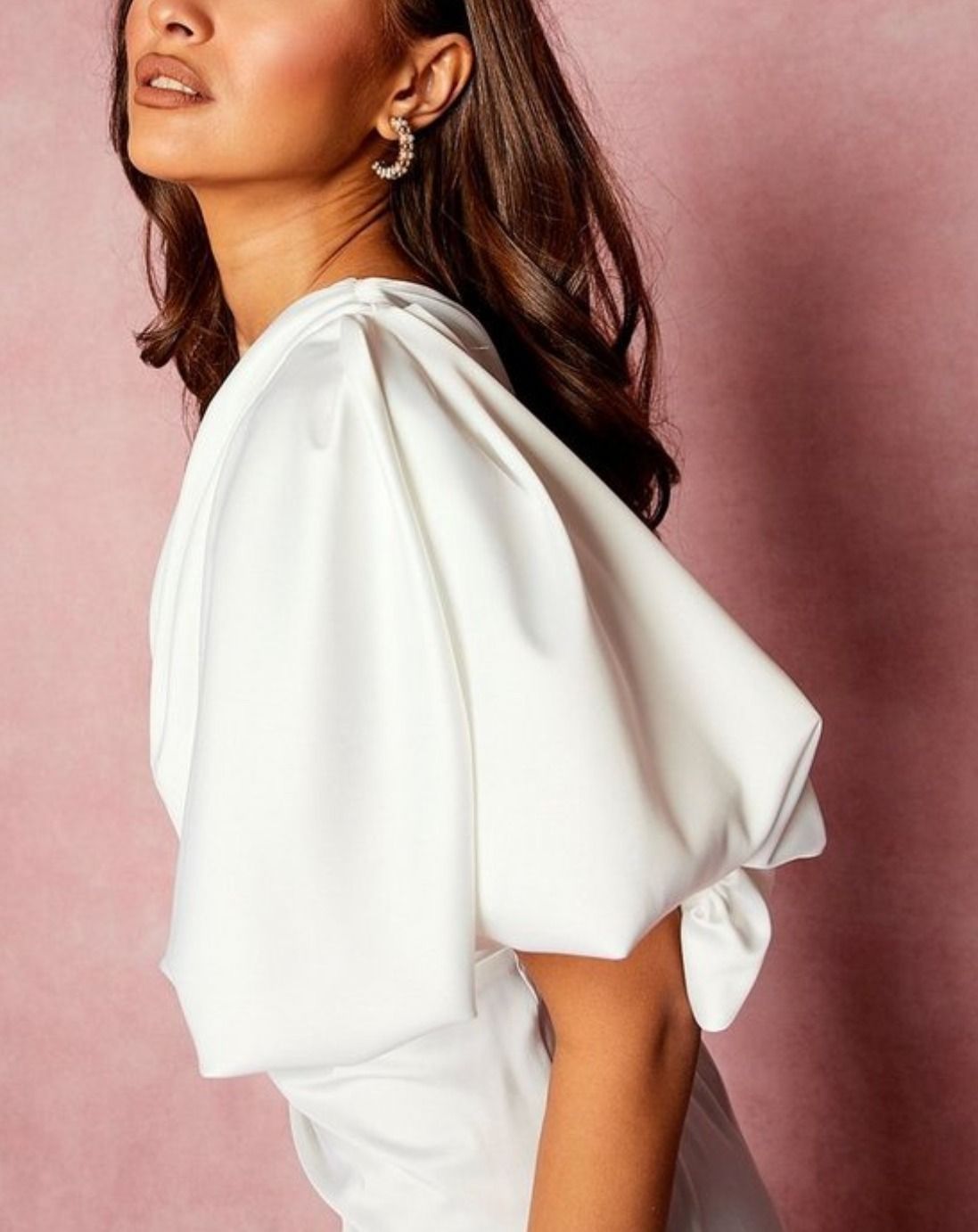 boohoo パフワンショルダー スプリット マキシドレス【送料込 boohoo パフワンショルダー スプリット マキシドレス【送料込