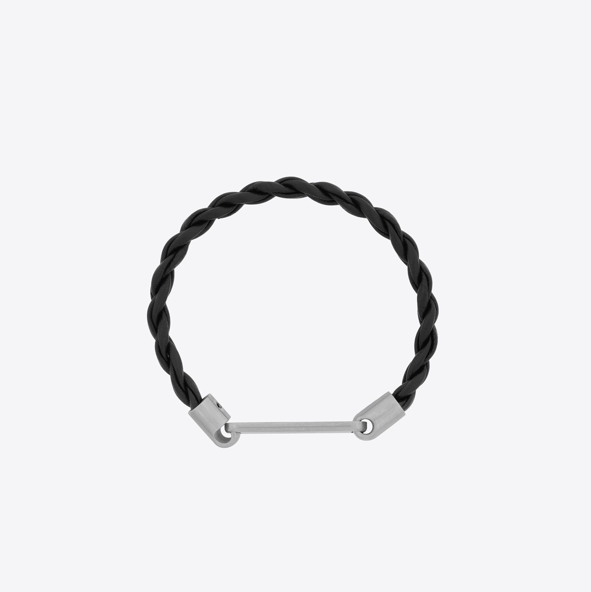 ∞SAINT LAURENT∞ウーブンレザーとメタルのIDタグブレスレット (Saint ...