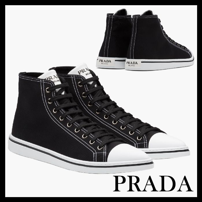 PRADA☆コットンギャバジン ポインテッド ハイトップスニーカー (PRADA PRADA☆コットンギャバジン ポインテッド ハイトップスニーカー (PRADA