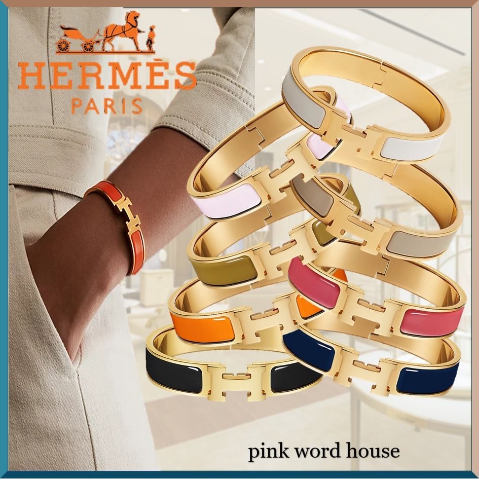 ☆超人気☆【HERMES】エナメルブレスレット 《クリックH》GOLD (HERMES