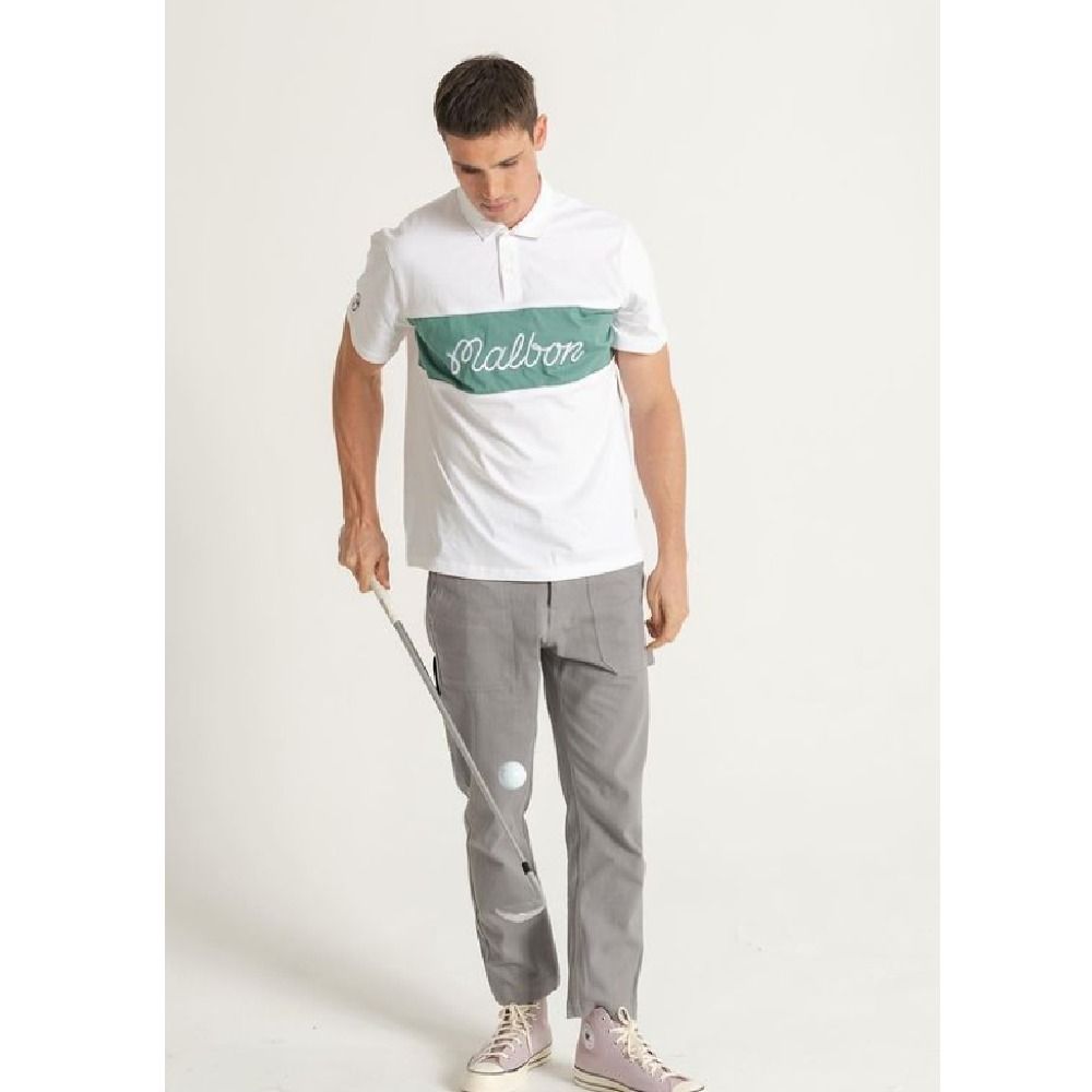Malbon Golf ☆ 刺しゅうロゴカラー コットンポロシャツ 2色 Malbon Golf ☆ 刺しゅうロゴカラー コットンポロシャツ 2色
