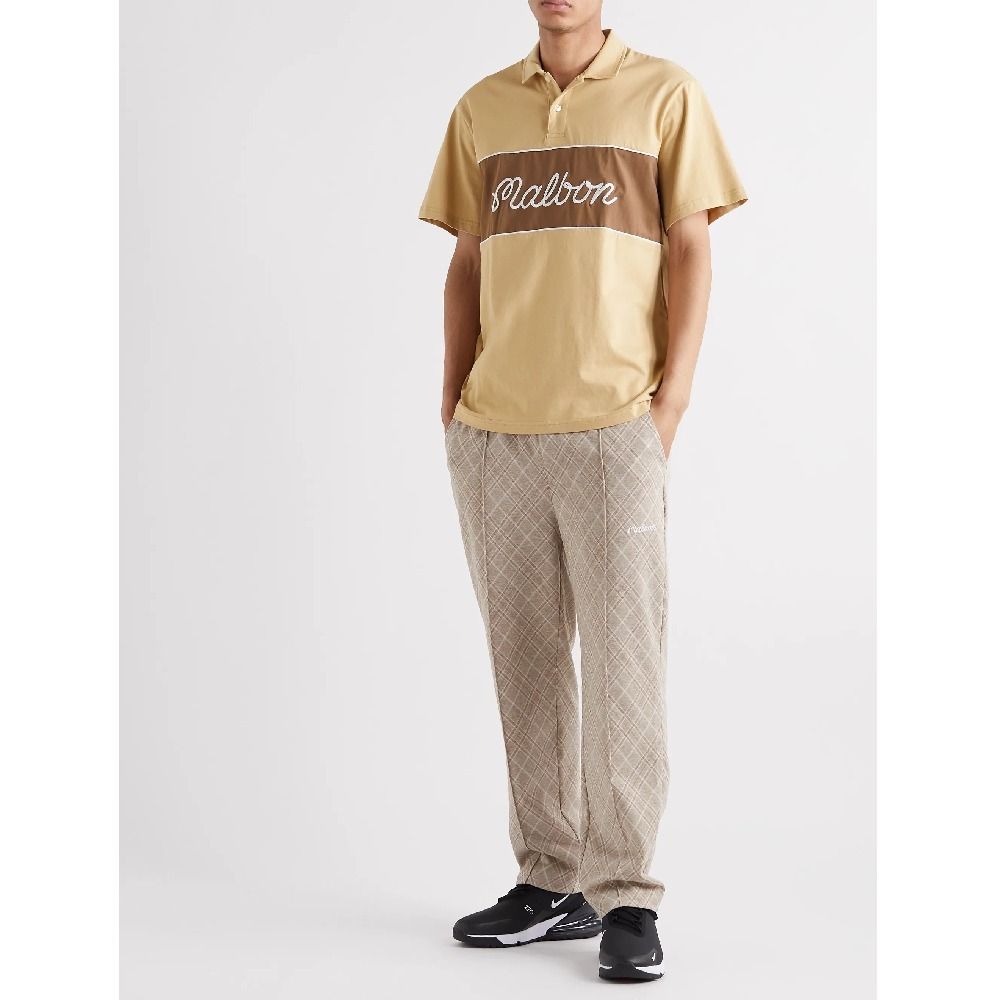 Malbon Golf ☆ 刺しゅうロゴカラー コットンポロシャツ 2色 Malbon Golf ☆ 刺しゅうロゴカラー コットンポロシャツ 2色
