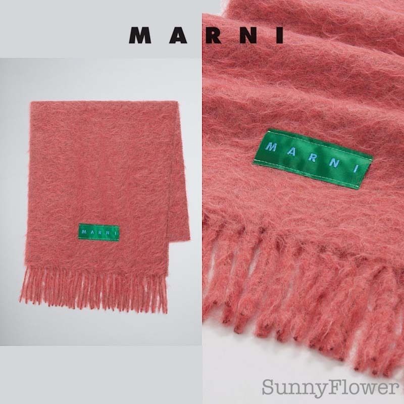 MARNI|アルパカ&モヘア マフラー ピンク フリンジ付き (MARNI MARNI|アルパカ&モヘア マフラー ピンク フリンジ付き (MARNI