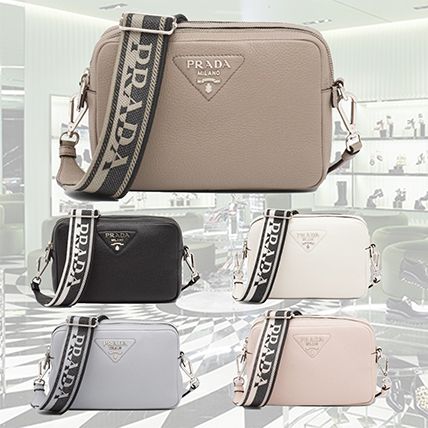 直営店□PRADA□Prada Flou leather bag 三角ロゴ ストラップ付 (PRADA ...