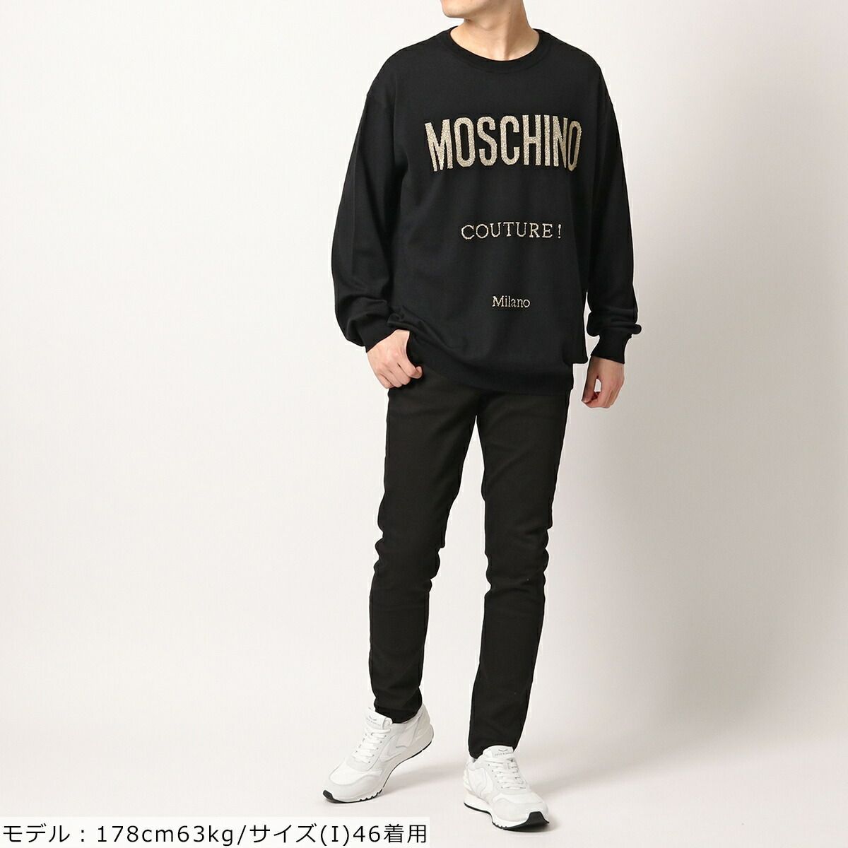 MOSCHINO COUTURE! ニット A0923 5500 ウール ロゴ ラメ (Moschino 保障できる MOSCHINO COUTURE モスキーノ クルーネック スウェット 50 スウェット