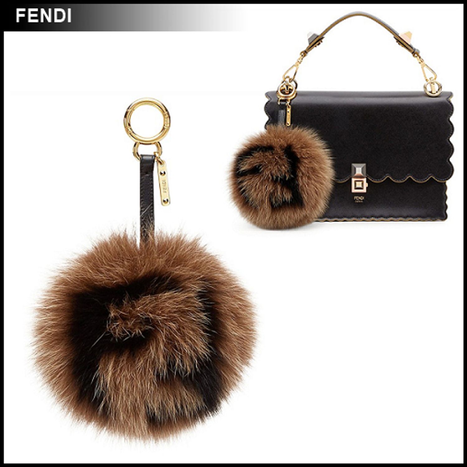 Fendi Ff ロゴ フォックスファー ポンポン チャーム キーリング Fendi キーホルダー キーリング Buyma