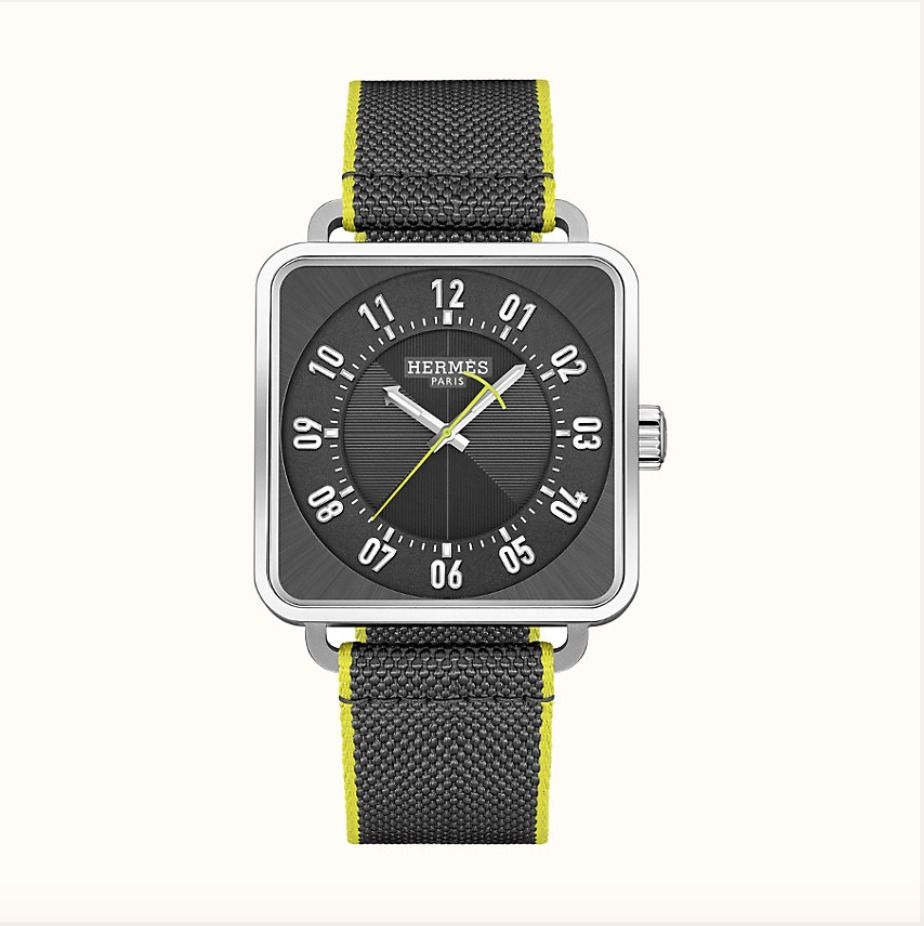 ☆HERMES☆腕時計 《カレH》 38×38 mm スクエア 黒 機械式 (HERMES ☆HERMES☆腕時計 《カレH》 38×38 mm スクエア 黒 機械式 (HERMES