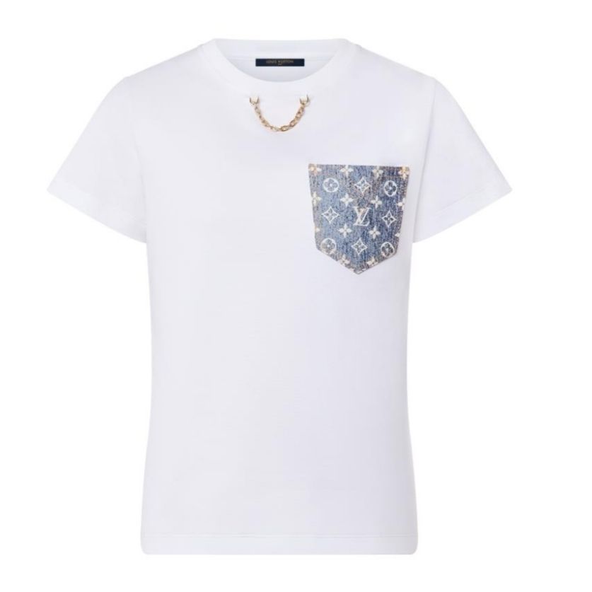 22SS☆ デニム】ルイヴィトン モノグラム ポケット Tシャツ (Louis 22SS☆ デニム】ルイヴィトン モノグラム ポケット Tシャツ (Louis