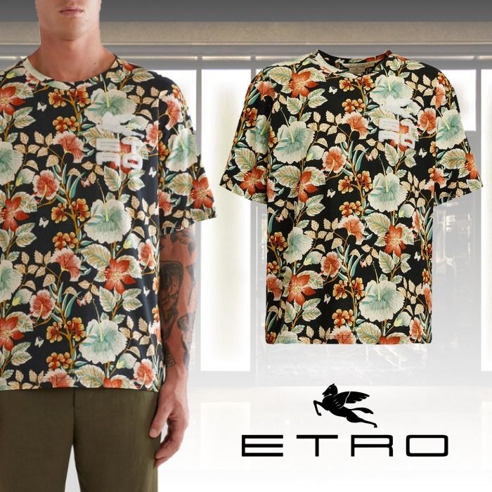 ☆完売必至☆】ETRO ☆ ETRO CUBEロゴ フローラルTシャツ (ETRO/T ☆完売必至☆】ETRO ☆ ETRO CUBEロゴ フローラルTシャツ (ETRO/T