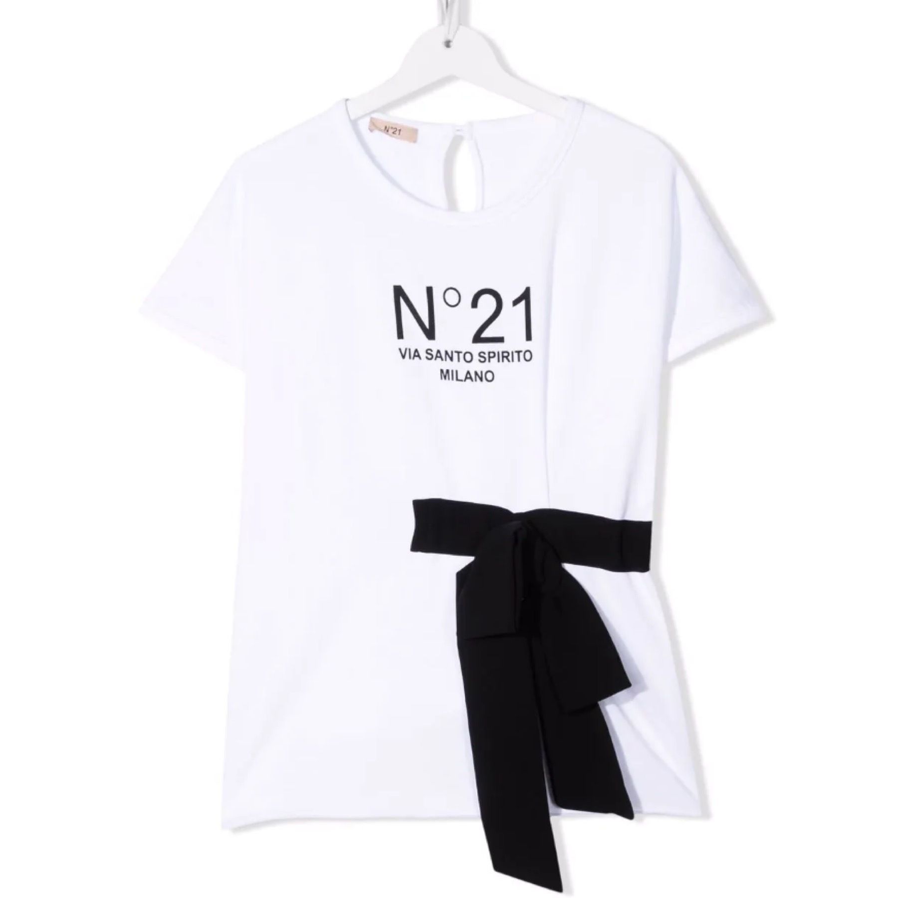 【大人もOK!】N21 KIDS★ロゴプリント&リボン付き トップス 白 【大人もOK!】N21 KIDS★ロゴプリント&リボン付き トップス 白