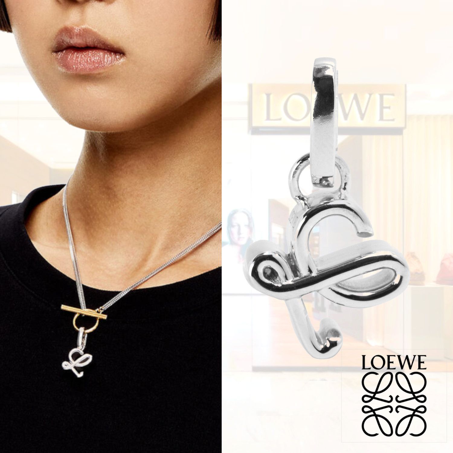 新作 □LOEWE□ L charm in sterling silver ペンダントチャーム 参考価格 ペンダントチャーム ネックレス