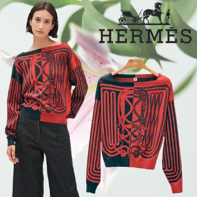 人気☆】HERMES Pull manches longues structure motif (HERMES/ニット 人気☆】HERMES Pull manches longues structure motif (HERMES/ニット