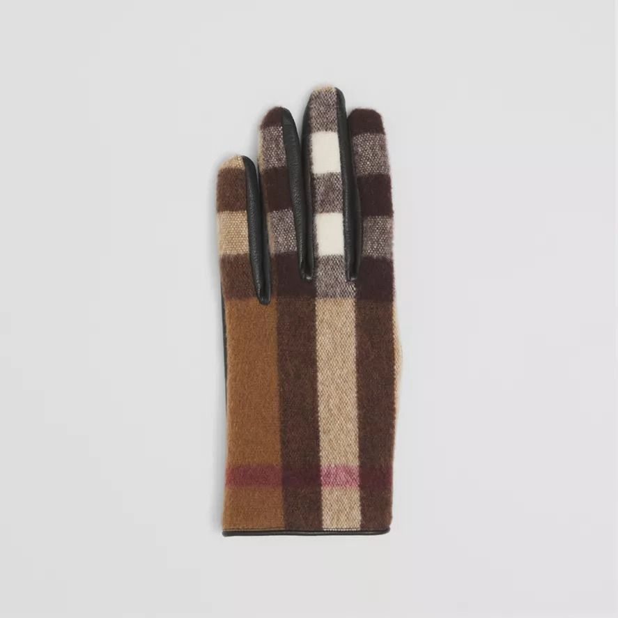 BURBERRY】ウールとラムスキンのチェック柄グローブ (Burberry/手袋 BURBERRY】ウールとラムスキンのチェック柄グローブ (Burberry/手袋
