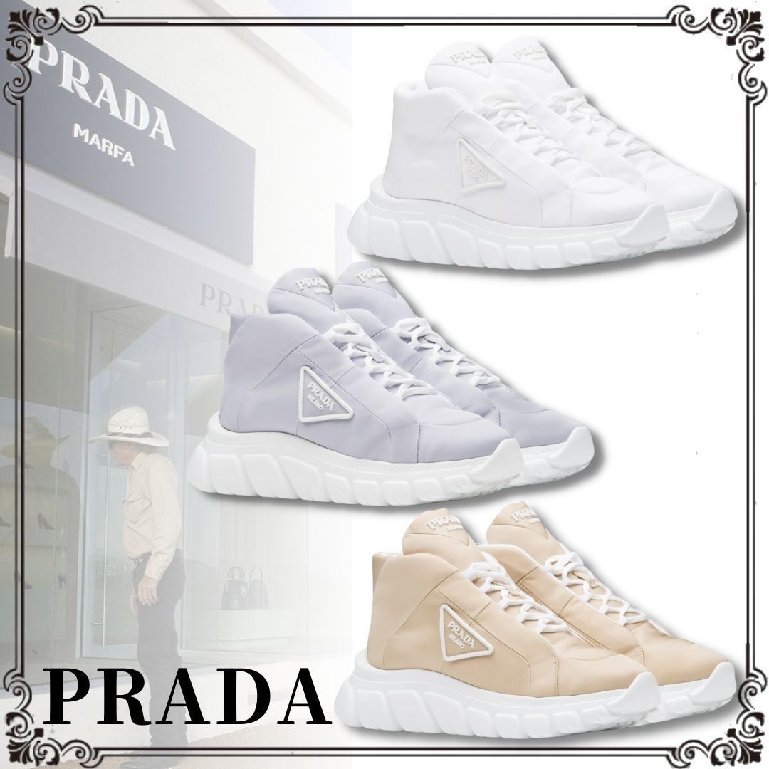 海外限定色も♭*PRADA*ハイカット ナイロンギャバジンスニーカー 海外限定色も♭*PRADA*ハイカット ナイロンギャバジンスニーカー
