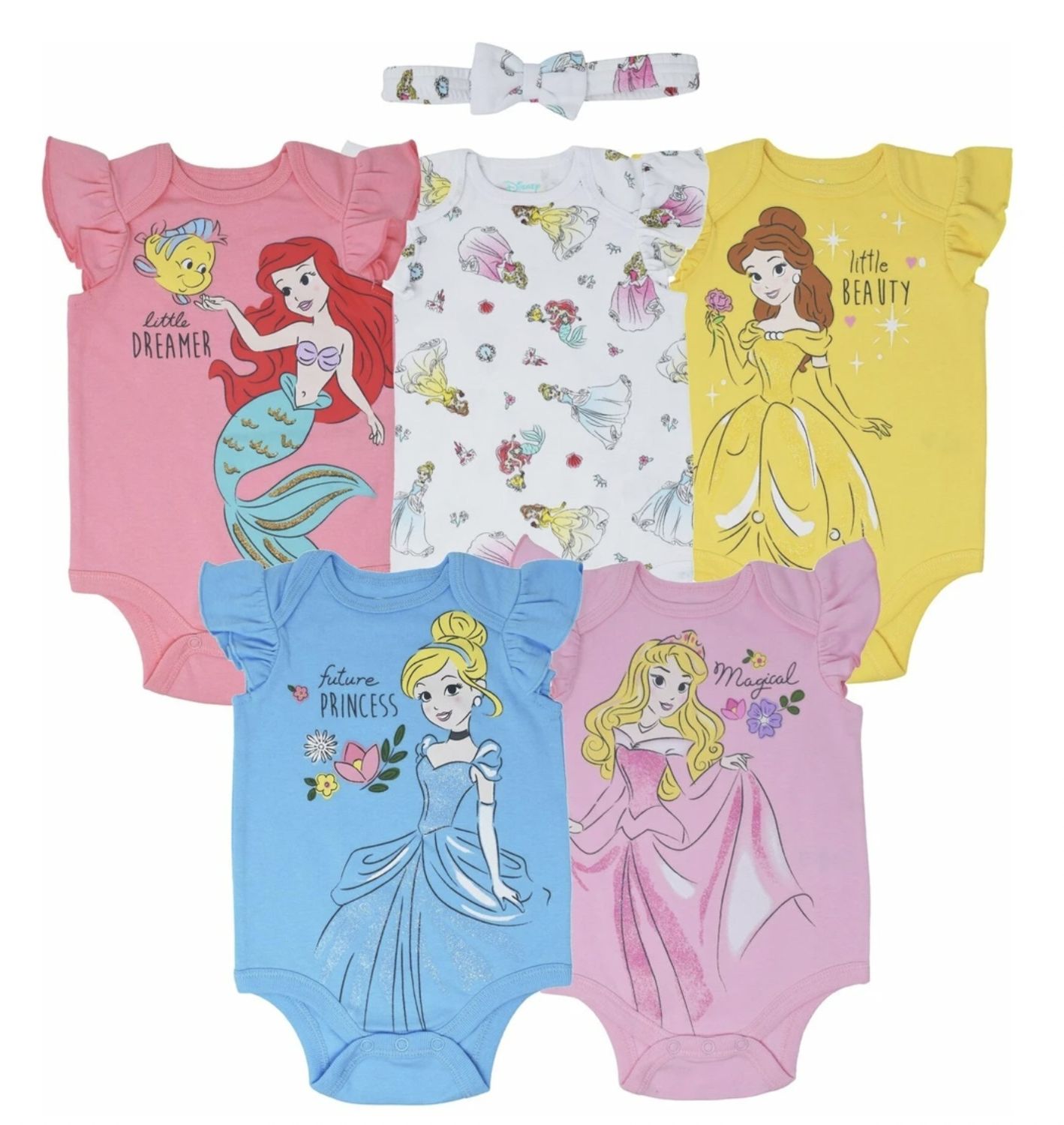 ディズニープリンセス 半袖ロンパースセット 新生児 24ヶ月 Disney ベビーロンパース カバーオール Buyma