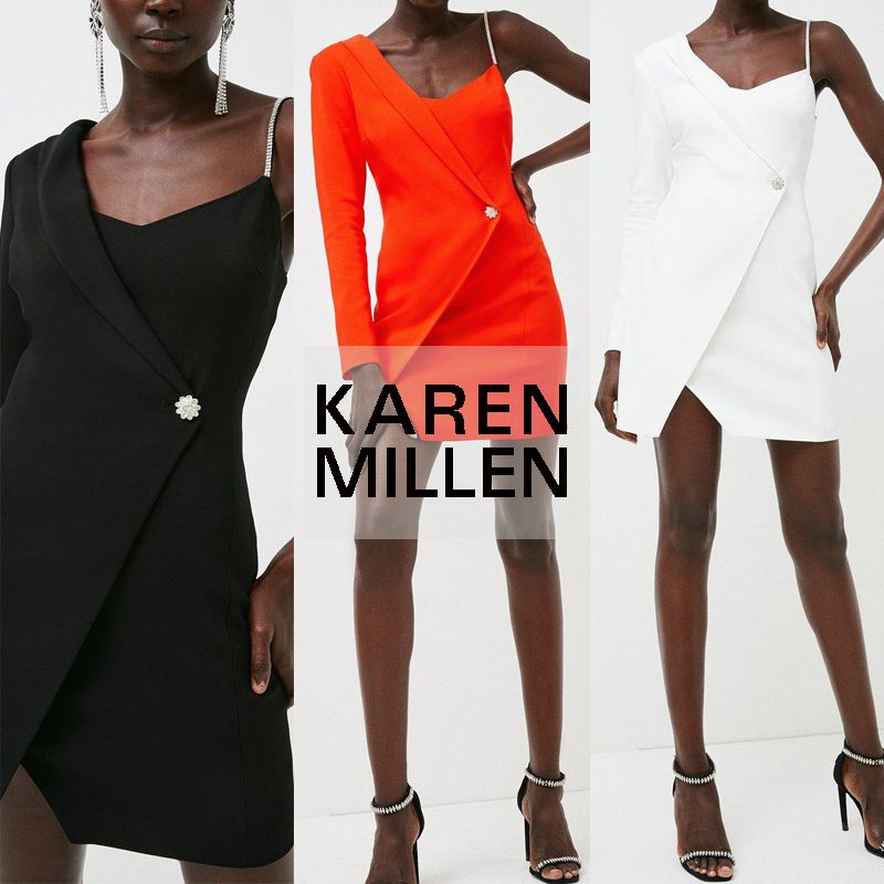Karen Millen 日本未入荷 コンパクトラップタックスミニドレス (Karen Karen Millen 日本未入荷 コンパクトラップタックスミニドレス (Karen