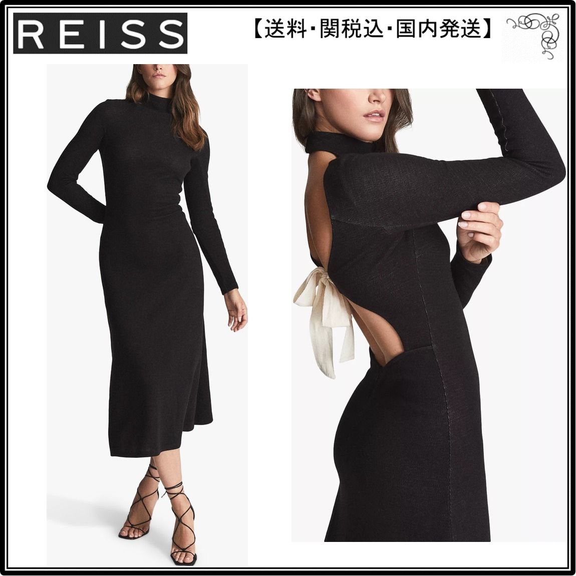 海外限定】REISS ワンピース☆Lily Bow Detail Midi Dress, Bl (REISS 海外限定】REISS ワンピース☆Lily Bow Detail Midi Dress, Bl (REISS