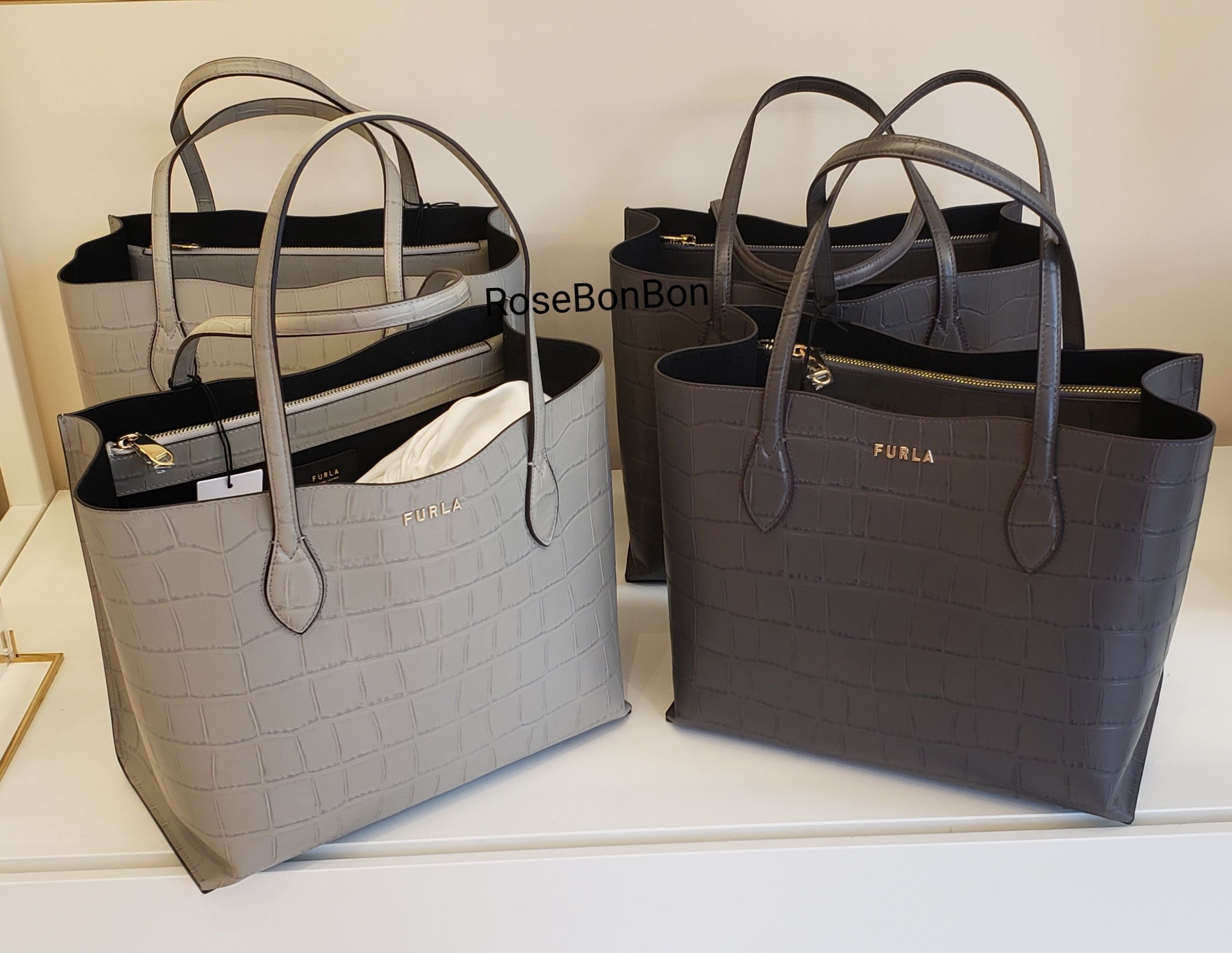 Furla】新作 ERA☆Croc レザートート☆ Mサイズ関税送料込 (FURLA 大阪府の ☆未使用☆FURLAトートバッグ ハンドバッグ