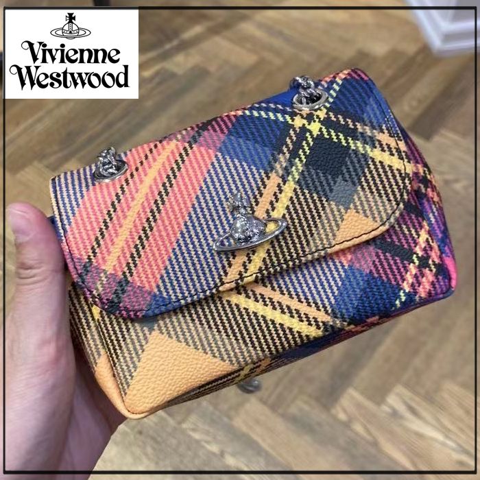 Vivienne Westwood ミニショルダーバッグ レザー チェック柄 ORB Vivienne Westwood ミニショルダーバッグ レザー チェック柄 ORB