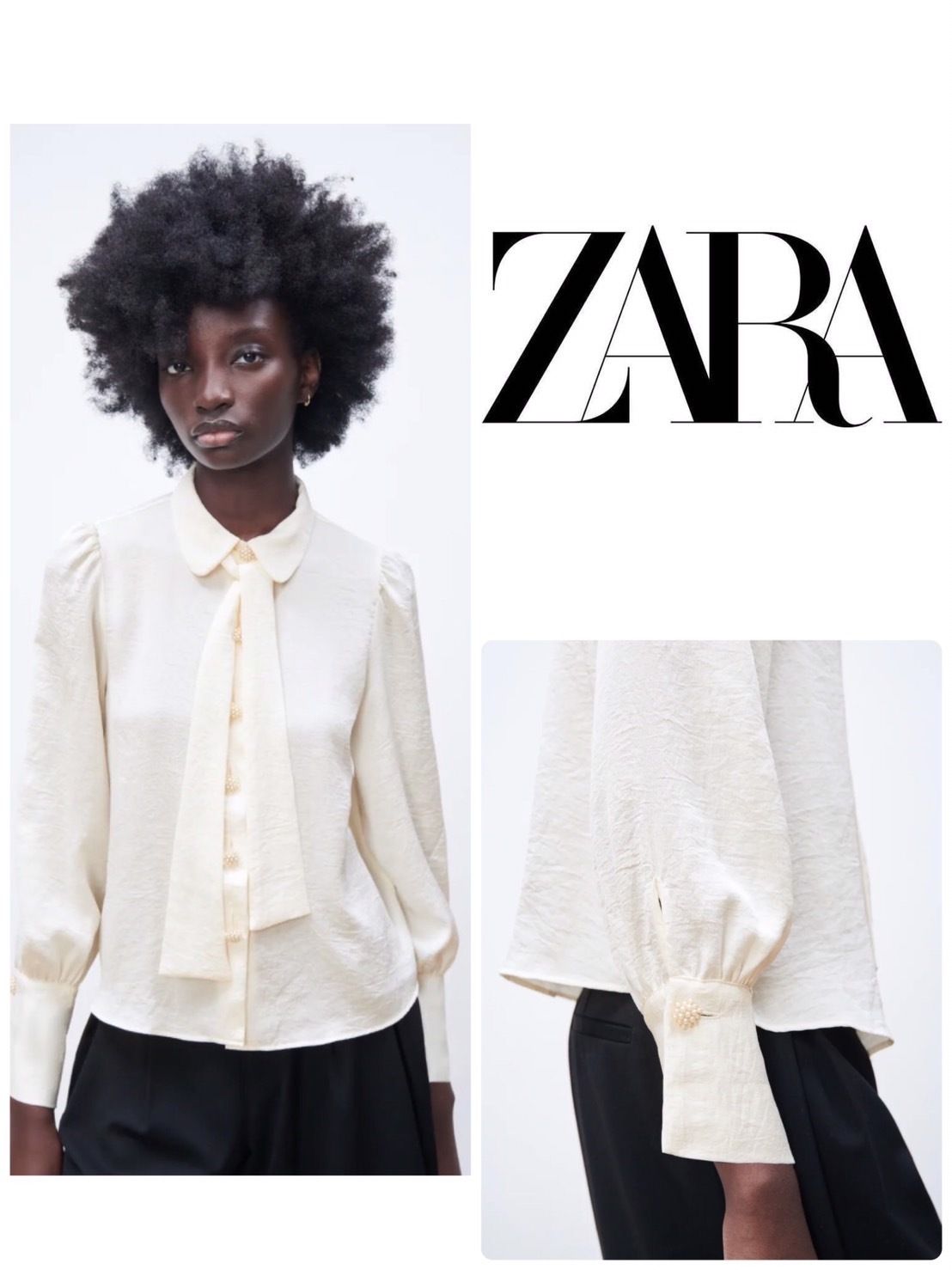 スペイン発送◎ZARA♪ネクタイシャツ◎シンプルホワイト♪新作! (ZARA スペイン発送◎ZARA♪ネクタイシャツ◎シンプルホワイト♪新作! (ZARA