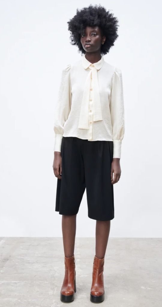 スペイン発送◎ZARA♪ネクタイシャツ◎シンプルホワイト♪新作! (ZARA スペイン発送◎ZARA♪ネクタイシャツ◎シンプルホワイト♪新作! (ZARA