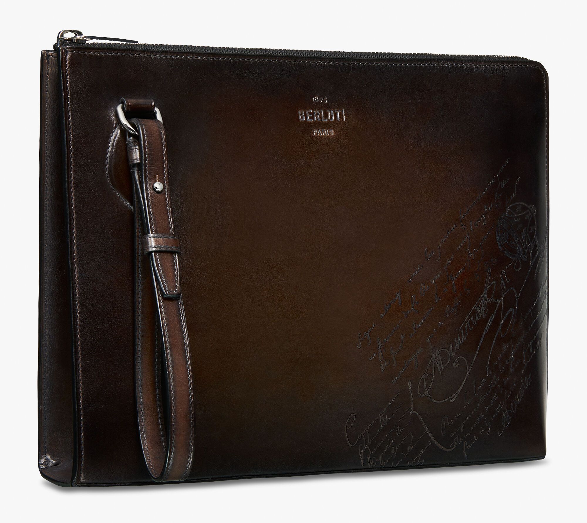 ニノボリュームストラップレザースクリットスワイプクラッチ (Berluti ...