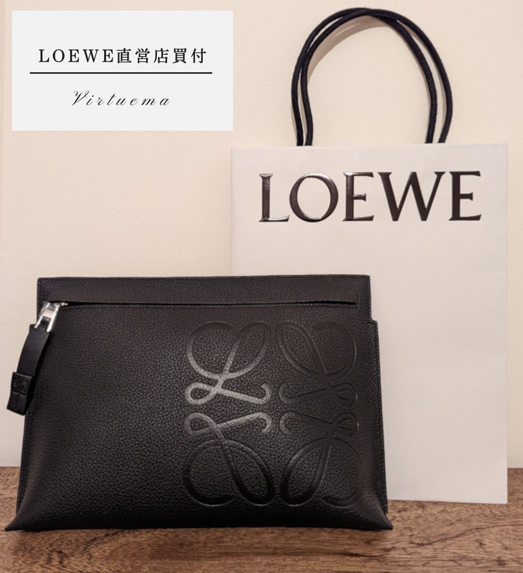 LOEWE】直営店買付 グレインカーフスキン Tポーチ (LOEWE/クラッチ