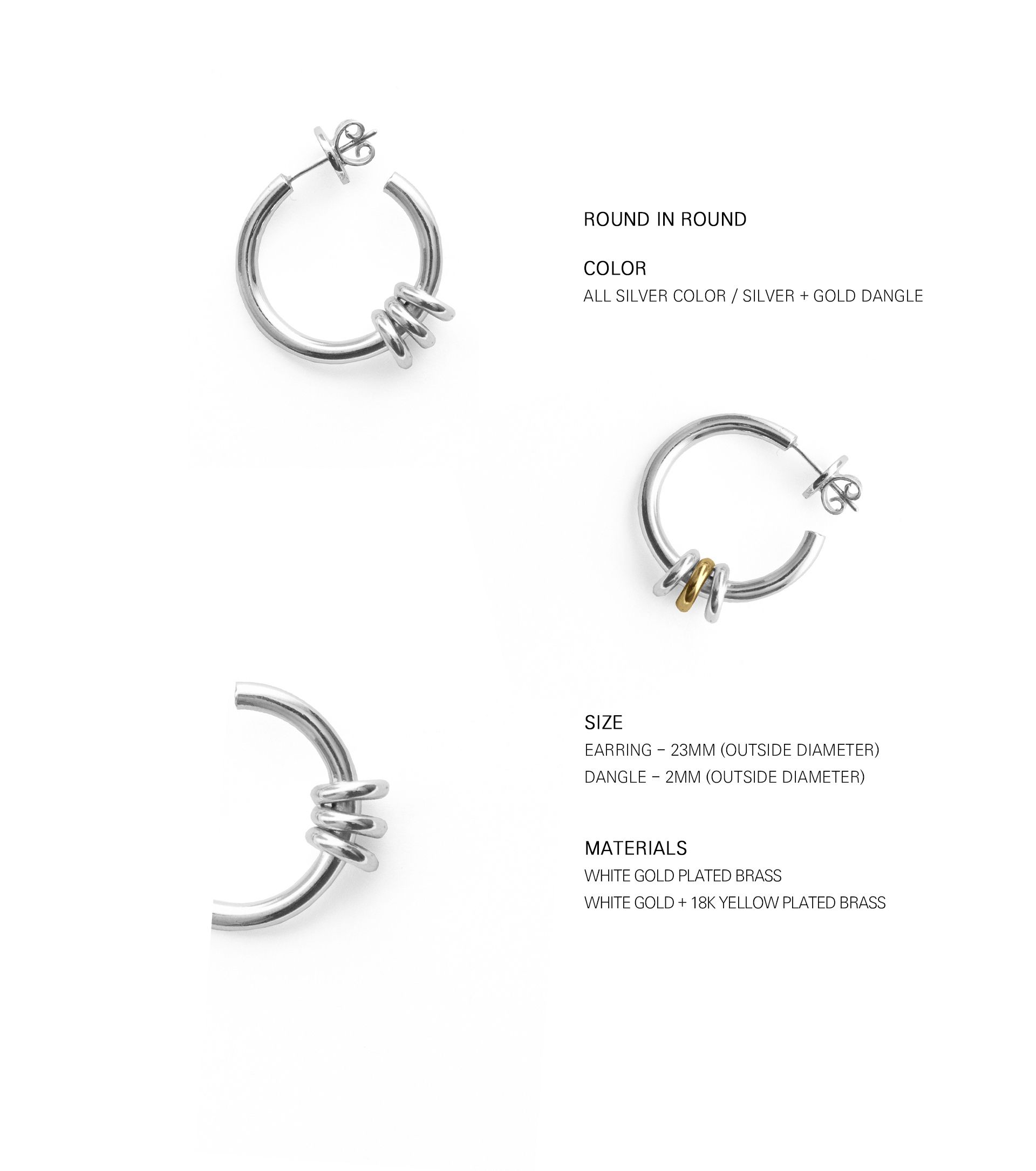 ☆AVECTHING☆Round In Earrings BTS ジミン SUGA 着用 男女兼用 ☆AVECTHING☆Round In Earrings BTS ジミン SUGA 着用 男女兼用