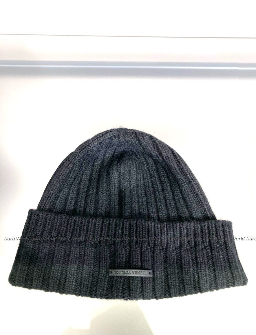 ロゴ プレート■BOTTEGA VENETA ウール ビーニー ニット BLACK ロゴ プレート■BOTTEGA VENETA ウール ビーニー ニット BLACK