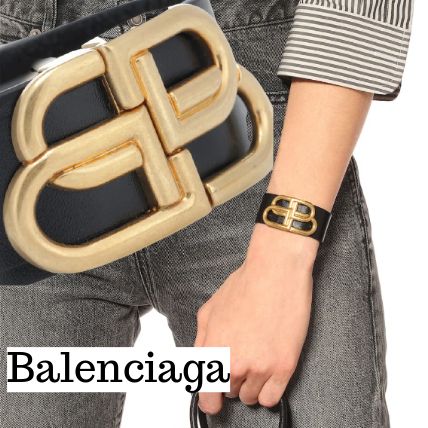 21AW】BALENCIAGA BB レザー ブレスレット カーフスキン ロゴ ...