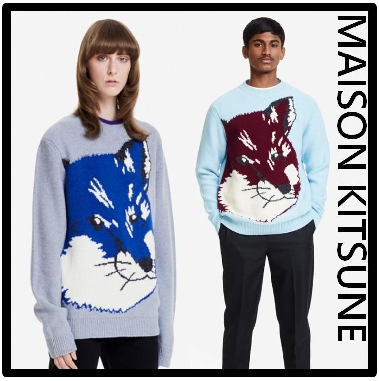 関税込☆MAISON KITSUNE☆Big Fox Head Jacquard Pullover Knit 【SALE/10%OFF maison ニット HEAD FOX kitsune ニット/セーター
