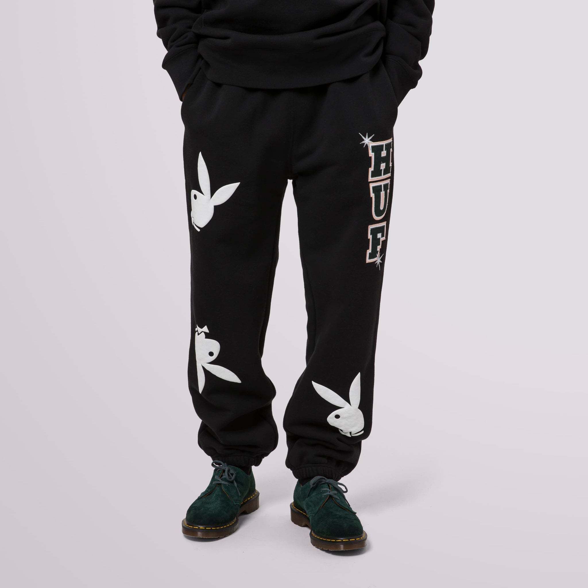 HUF X PLAYBOY ラビットヘッド ロゴ フリース スウェットパンツ