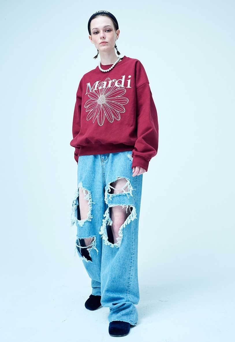 ☆MARDI MERCREDI☆ SWEATSHIRT FLOWERMARDI NEEDLEWORK 韓国発 (Mardi ☆MARDI MERCREDI☆ SWEATSHIRT FLOWERMARDI NEEDLEWORK 韓国発 (Mardi