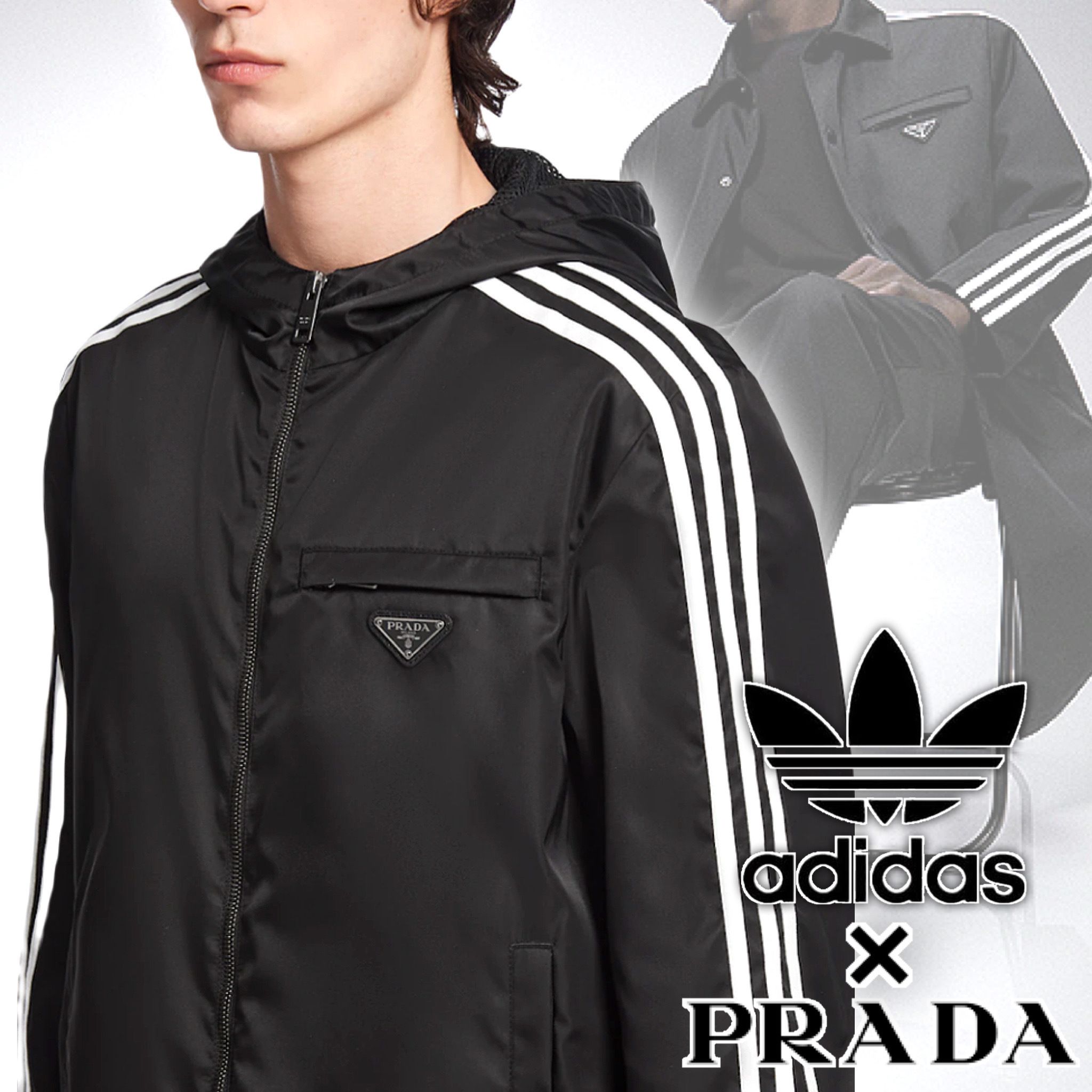 adidas×PRADAコラボ☆ユニセックスRe-Nylon トラックジャケット adidas×PRADAコラボ☆ユニセックスRe-Nylon トラックジャケット